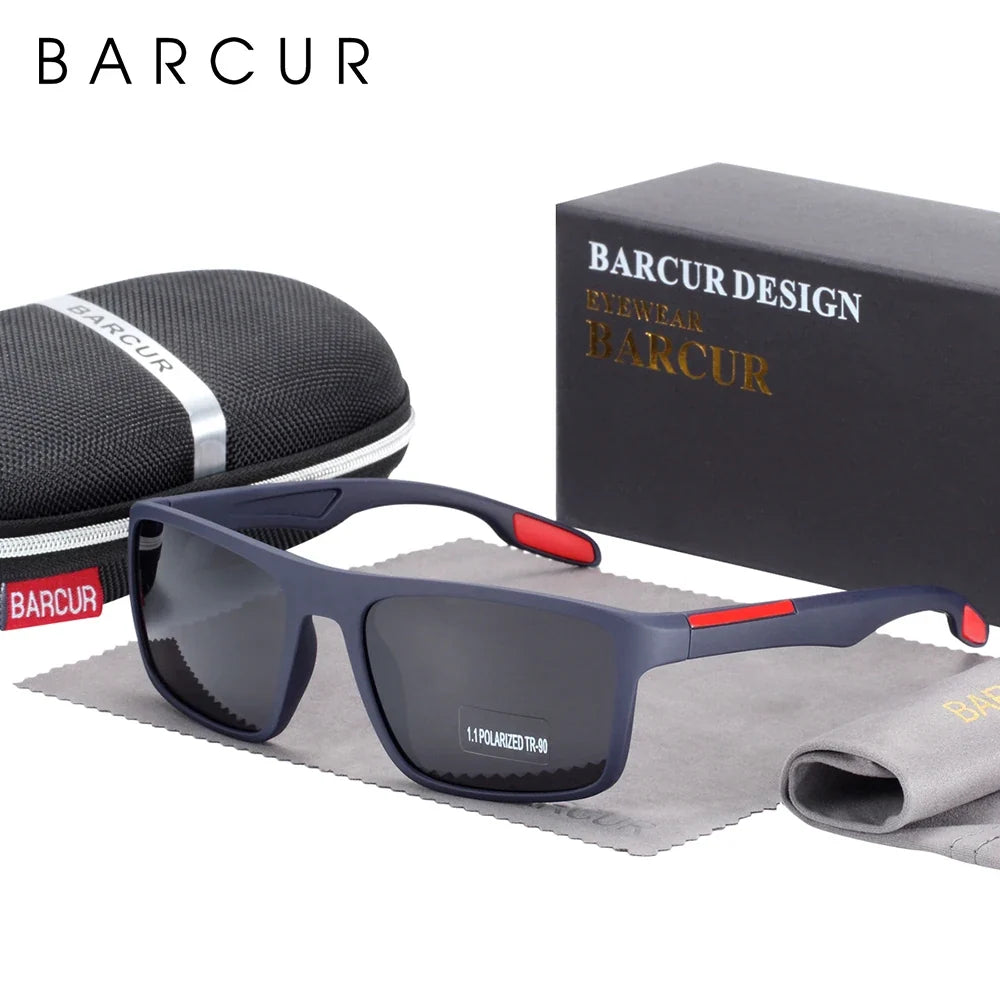 BARCURTR90 Ultralight Polarized Sunglasses for Men Vintage Square Eyewear with UV400 Protection for Summer