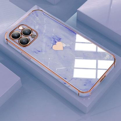 Luxury Shockproof Soft Case For iPhone 13 12 11 Pro Max XS XR X R 8 7 Plus iPhone12 12Pro iPhone11 Marble Texture Covers  Luxury Love Phone Case Cute Side Small Heart Pattern Soft Shockproof Full Lens Case for iPhone