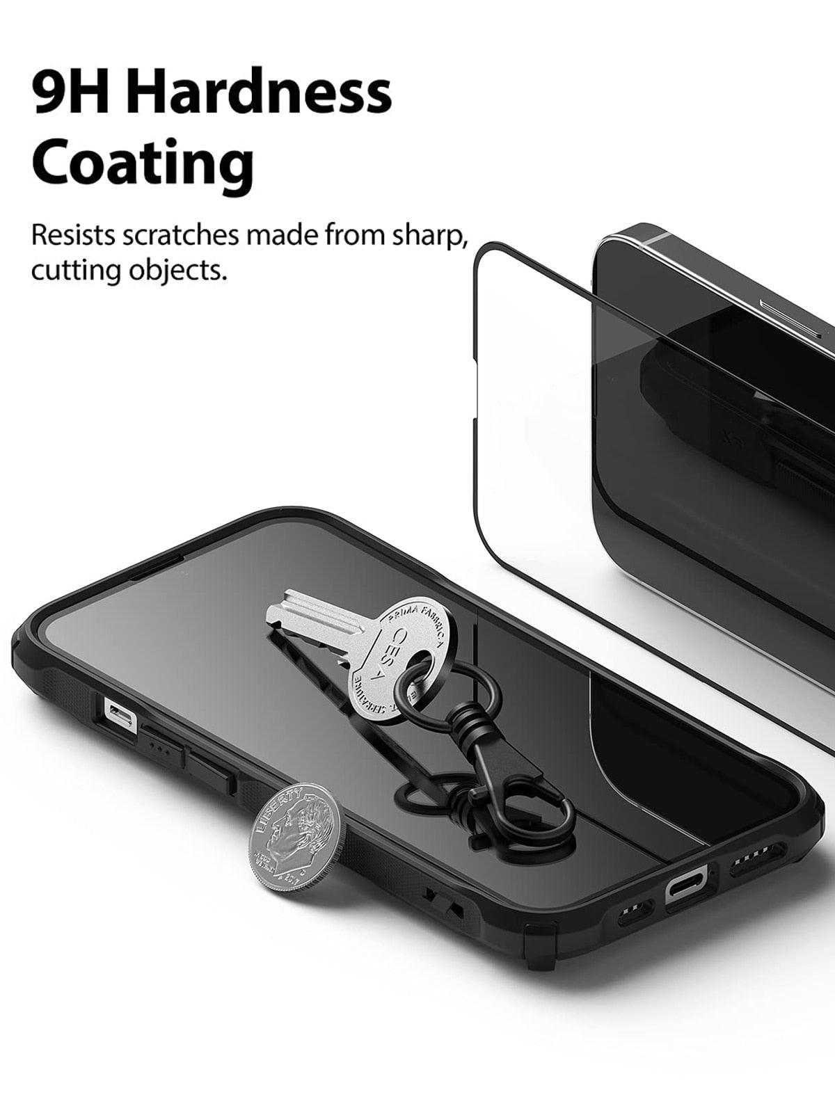 2PCS Super Glass for iphone 14 13 Pro Max screen protector best Oleophobic Coating 2.5D edge full glue cover for iPhone 14 13 mini Black Edge 9H Tempered Glass Film Case-Friendly HD Clear Screen Protector For iPhone