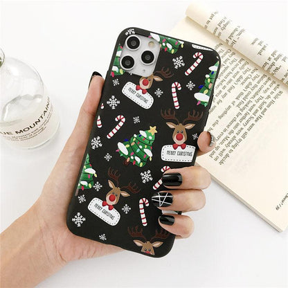 Christmas Beautiful Santa Phone Case For iPhone 13 14 12 11 Pro Max Mini 14Plus Soft Silicone Cover Christmas Silicone Mobile Phone Case Protective Case Comfortable Case for iPhone