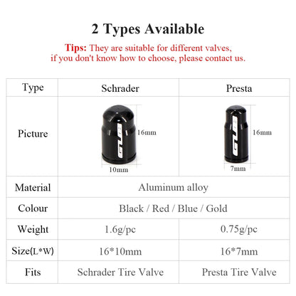 Aluminum Valve Stem Caps (Bike/Motorcycle/Car)