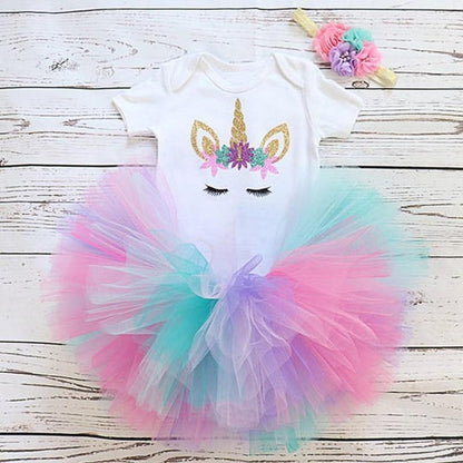 Unicorn Party Dresses For 1 Year Baby Girl Birthday Outfits FOr 1st Birthday Party