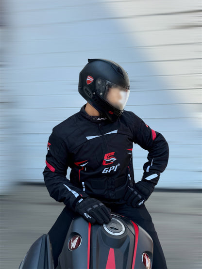 Men's All Season 4 Pockets Water Proof Motorcycle Black/Grey/Red Jacket-