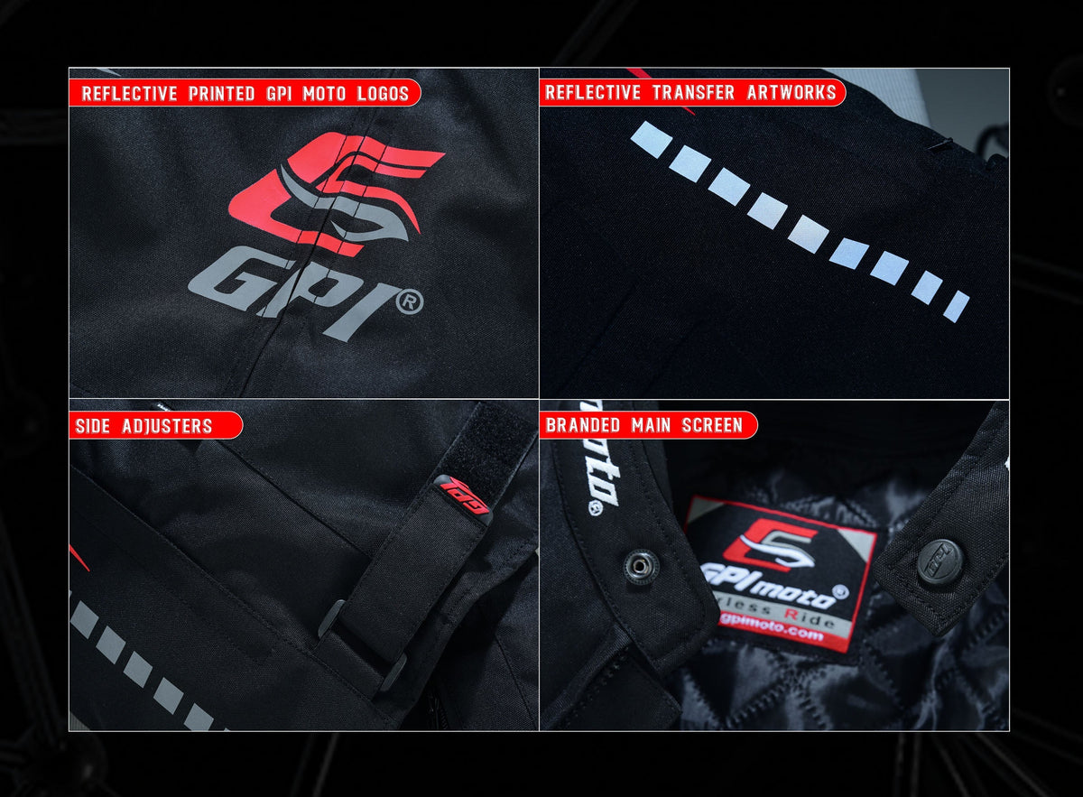 Men's All Season 4 Pockets Water Proof Motorcycle Black/Grey/Red Jacket-
