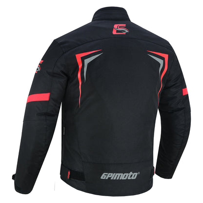 Men's All Season 4 Pockets Water Proof Motorcycle Black/Grey/Red Jacket-