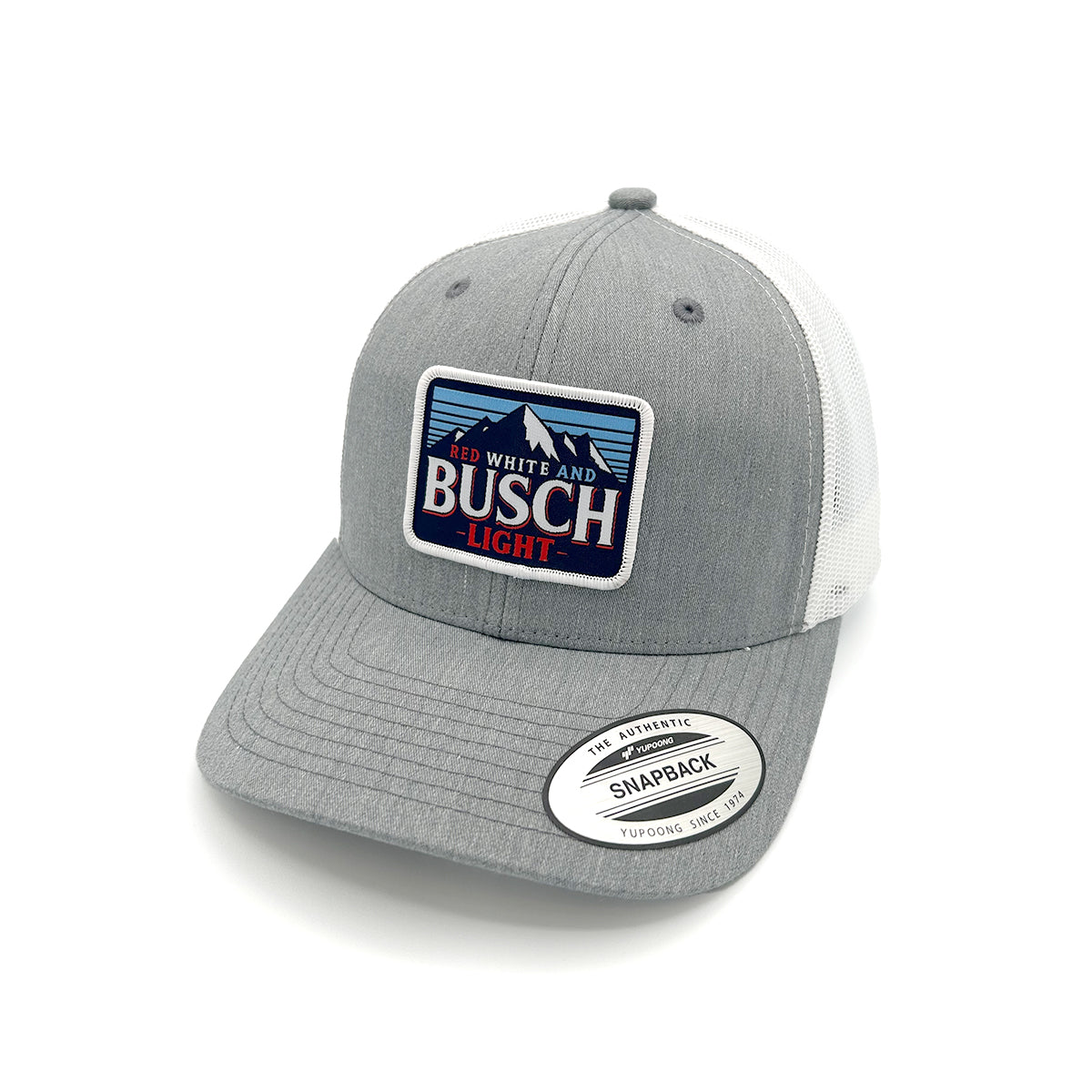 Red White Busch Light Woven Patch Hat