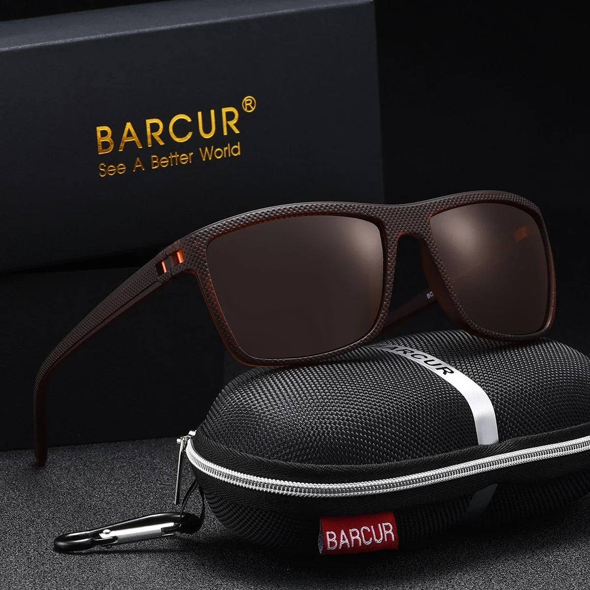BARCUR Classic Fashionable Men’s Polarized Sports Sunglasses – Durable Lightweight Rectangular Frame UV400 TAC Lenses Comfortable Fit Outdoor Eyewear for Hot Summer Days All Ages and Activities