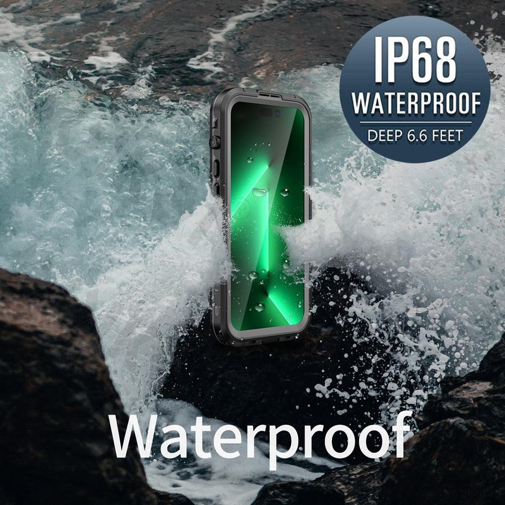 Waterproof Case For iPhone 14 Pro Max 14 Pro iPhone 13 Pro Max Protector Full Body Protective Dustproof Magnetic Phone Case Waterproof 360 Degree All-Round Protection with Built-in Screen Protector Outdoor Transparent  Shockproof Case