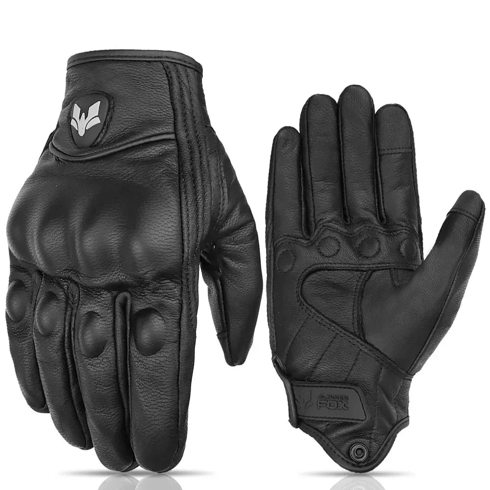 Vintage Real Leather Breathable Touch Screen Gloves