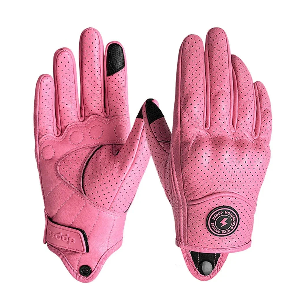 Vintage Real Leather Breathable Touch Screen Gloves