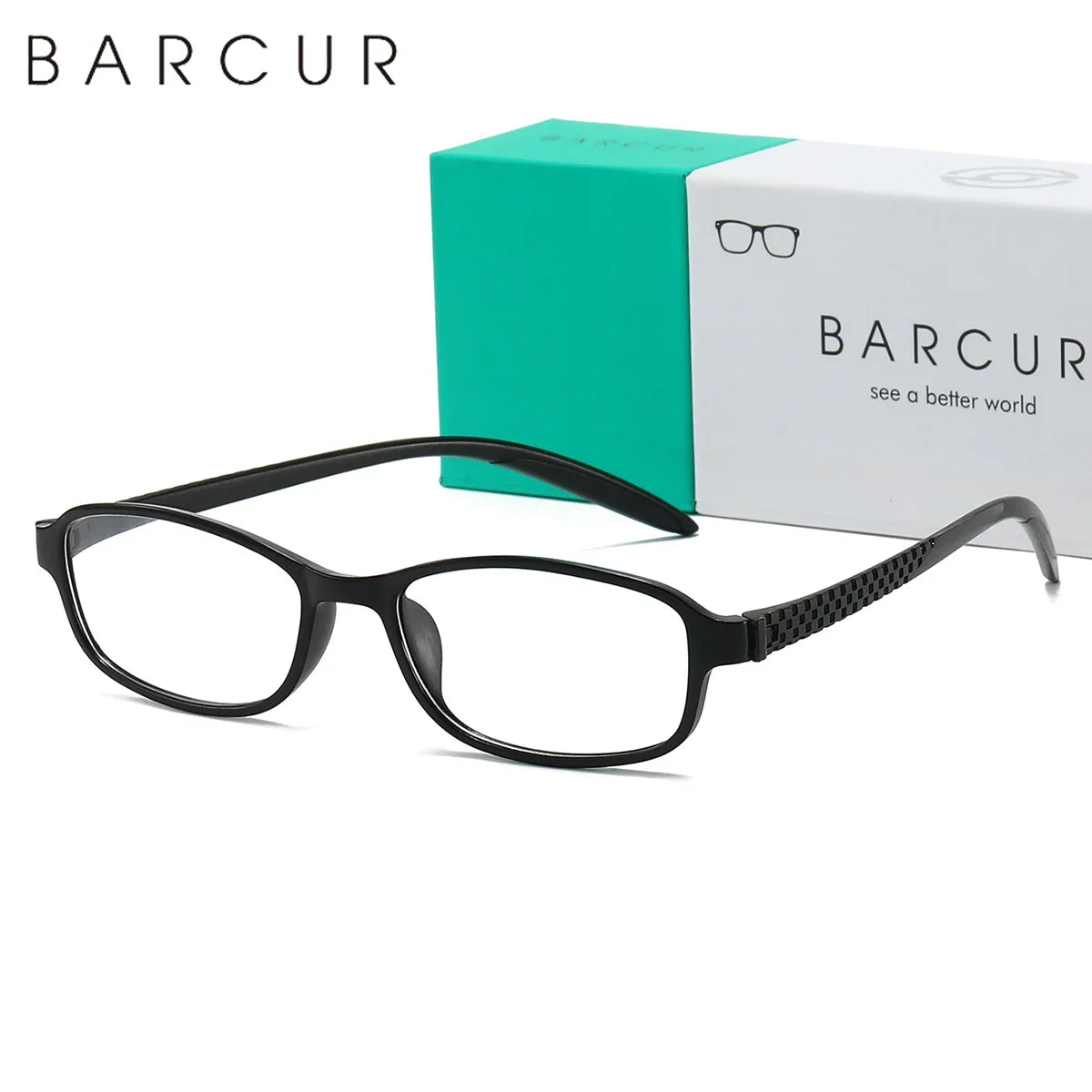 BARCUR Original Classic Presbyopia Glasses for Men and Women High-Quality Plastic Frame with Hinge Splicing Pattern and Mirror Legs Transparent AC Lenses for Reading