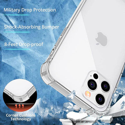 Thick Shockproof Silicone Phone Case For iPhone 14 13 12 11 Pro Max Mini X XS XR 8 7 6 Plus Lens Protection Case Back Cover Super Clear Transparent Hard Back Strong Durable Frame Cases for iPhone