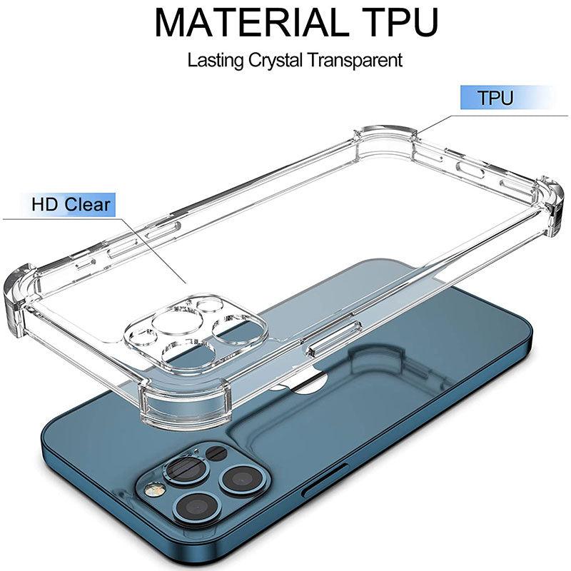 Thick Shockproof Silicone Phone Case For iPhone 14 13 12 11 Pro Max Mini X XS XR 8 7 6 Plus Lens Protection Case Back Cover Super Clear Transparent Hard Back Strong Durable Frame Cases for iPhone