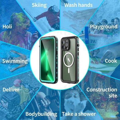 Waterproof Case For iPhone 14 Pro Max 14 Pro iPhone 13 Pro Max Protector Full Body Protective Dustproof Magnetic Phone Case Waterproof 360 Degree All-Round Protection with Built-in Screen Protector Outdoor Transparent  Shockproof Case