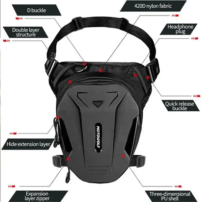 Motorcycle Bag Leg Side Hard Shell Fanny Pack