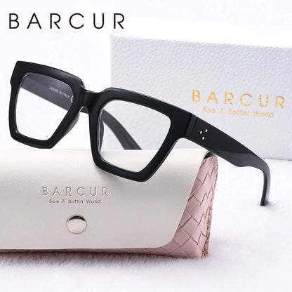 BARCUR Large Fashionable Frame Pink Reading Glasses for Women – Stylish Square Thick Frame Eyewear with Multi-Degree Options for Men & Women – Lightweight Blue Light Blocking Computer Glasses with White Gift Box for Home Office & Study