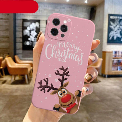 Christmas Pattern Design Red Silicone Phone Cover Anti-Scratch Soft Slim Bumper Shockproof Protective Case Shockproof Phone Case For iPhone 13 14 Pro Max Merry Christmas Candy Silicone Bumper Cover