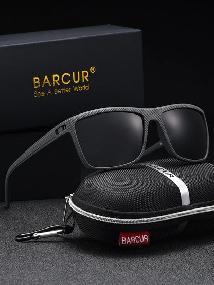 BARCUR Classic Fashionable Men’s Polarized Sports Sunglasses – Durable Lightweight Rectangular Frame UV400 TAC Lenses Comfortable Fit Outdoor Eyewear for Hot Summer Days All Ages and Activities