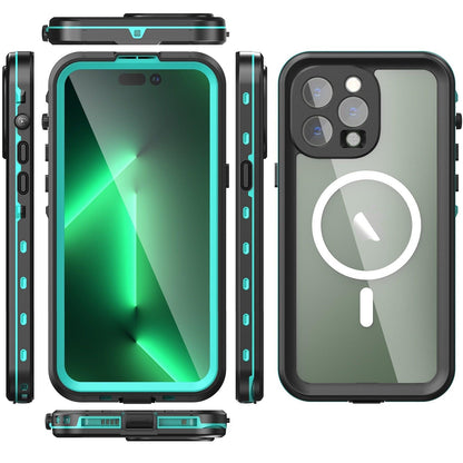 Waterproof Case For iPhone 14 Pro Max 14 Pro iPhone 13 Pro Max Protector Full Body Protective Dustproof Magnetic Phone Case Waterproof 360 Degree All-Round Protection with Built-in Screen Protector Outdoor Transparent  Shockproof Case