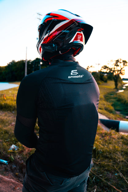 Men's Mesh Black &  White Motorcycle Shirt | CE Level 2 Certified Protection