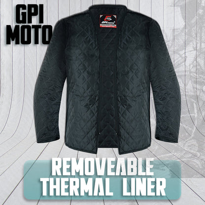 Men's All Season High Premium Quality 4 Pockets Waterproof Motorcycle Jacket – Black/White-