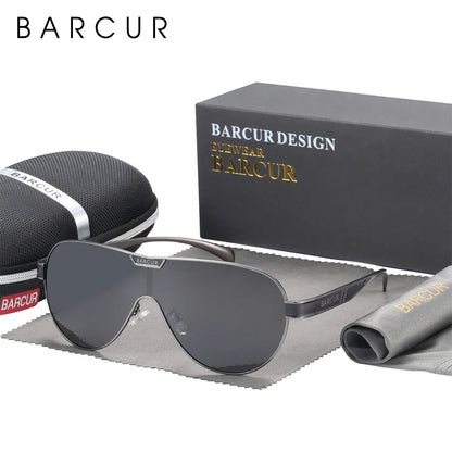 BARCUR Men's Polarized Sunglasses UV400 Protection Special-Shaped Eyewear for Men Stainless Steel Frame Eyeglasses Accessory