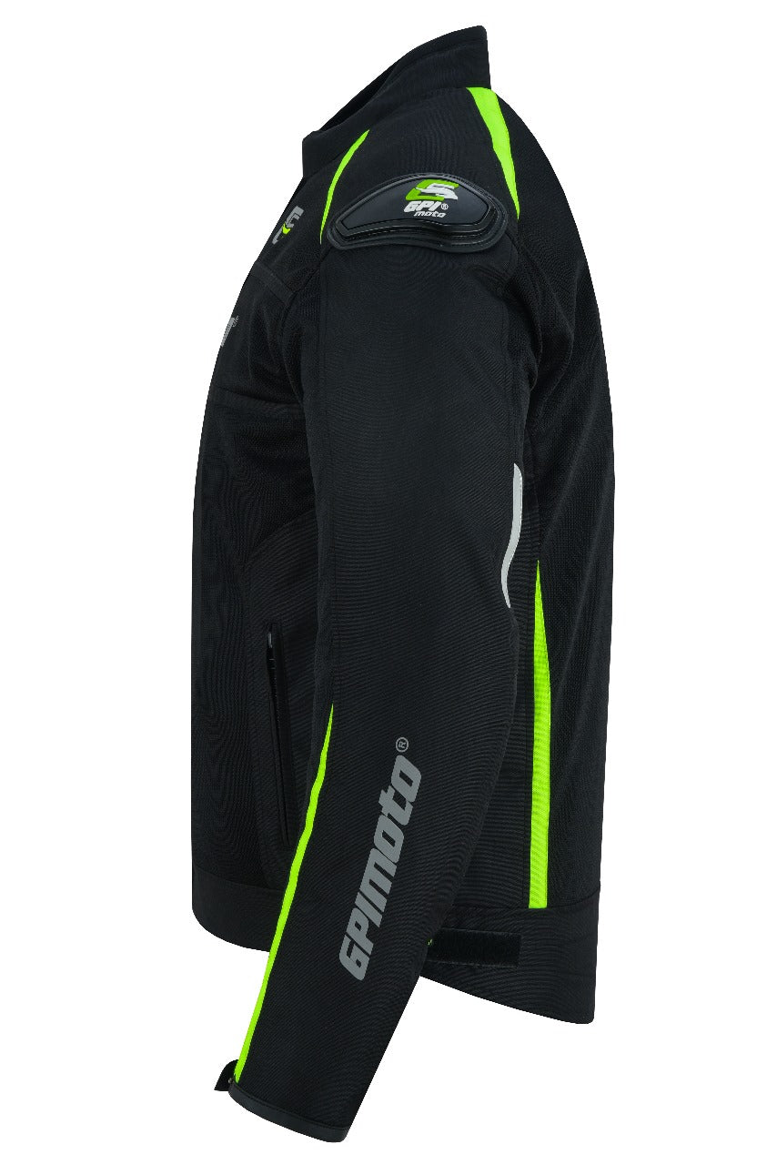 Men’s High Premium Quality Summer 4 Pockets Waterproof Motorcycle Black/Fluorescent Jacket-