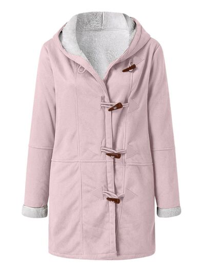 Full Size Pocketed Long Sleeve Hooded Toggle Jacket – Stylish & Functional Outerwear for Women