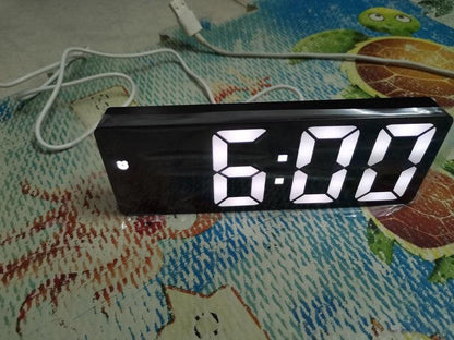 Acrylic/Mirror Alarm Clock LED Digital Clock Voice Control Snooze Time Temperature Display Night Mode Digital Alarm Clock, LED Bedside Clock with 6-Level Brightness Dual Alarm Adjustable Volume with 3 Alarm Sound Alarm Clock for Bedroom Office