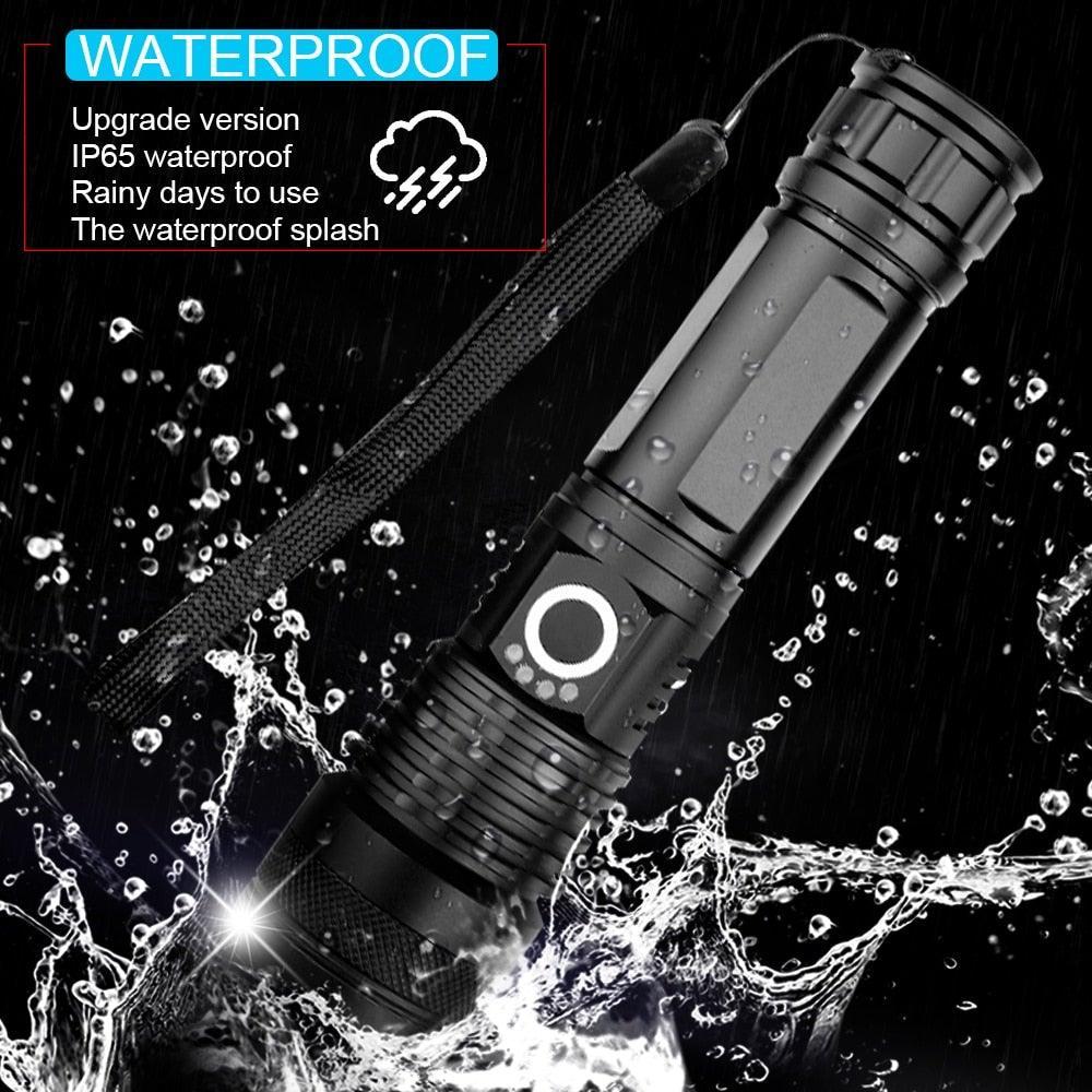Adjustable Rechargeable Powerful Zoomable LED USB Flashlights High Lumens Powerful Tactical  Waterproof Super Bright  Flashlights Best For Camping Outdoor Hiking Running Riding