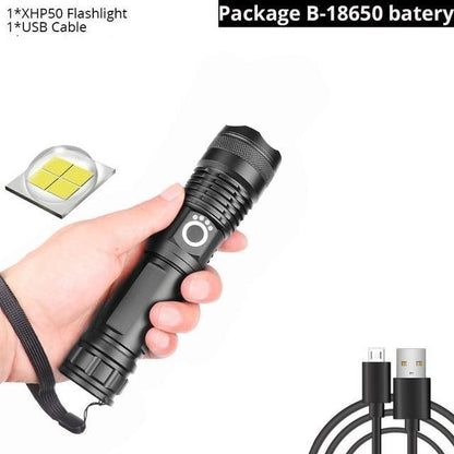 Adjustable Rechargeable Powerful Zoomable LED USB Flashlights High Lumens Powerful Tactical  Waterproof Super Bright  Flashlights Best For Camping Outdoor Hiking Running Riding