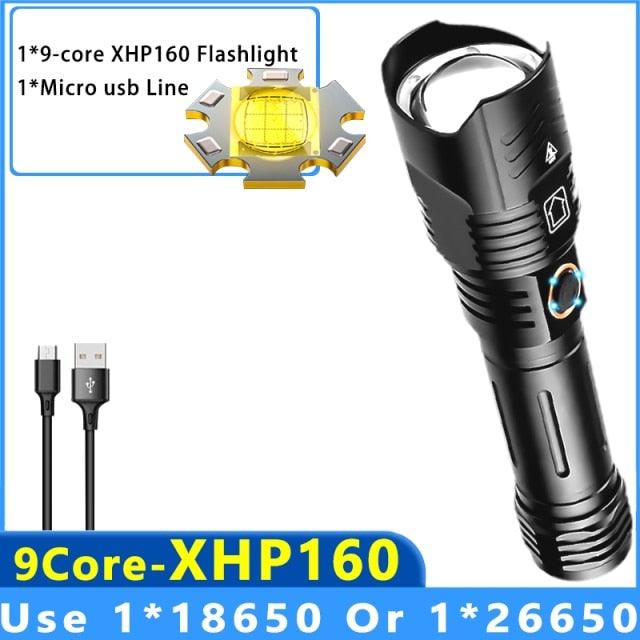 Adjustable Rechargeable Tactical Flashlight USB LED  Super Bright Zoomable IPX65 Waterproof Portable Torchlight Flash Lamp USB Charging For Hiking Camping Running Fishing