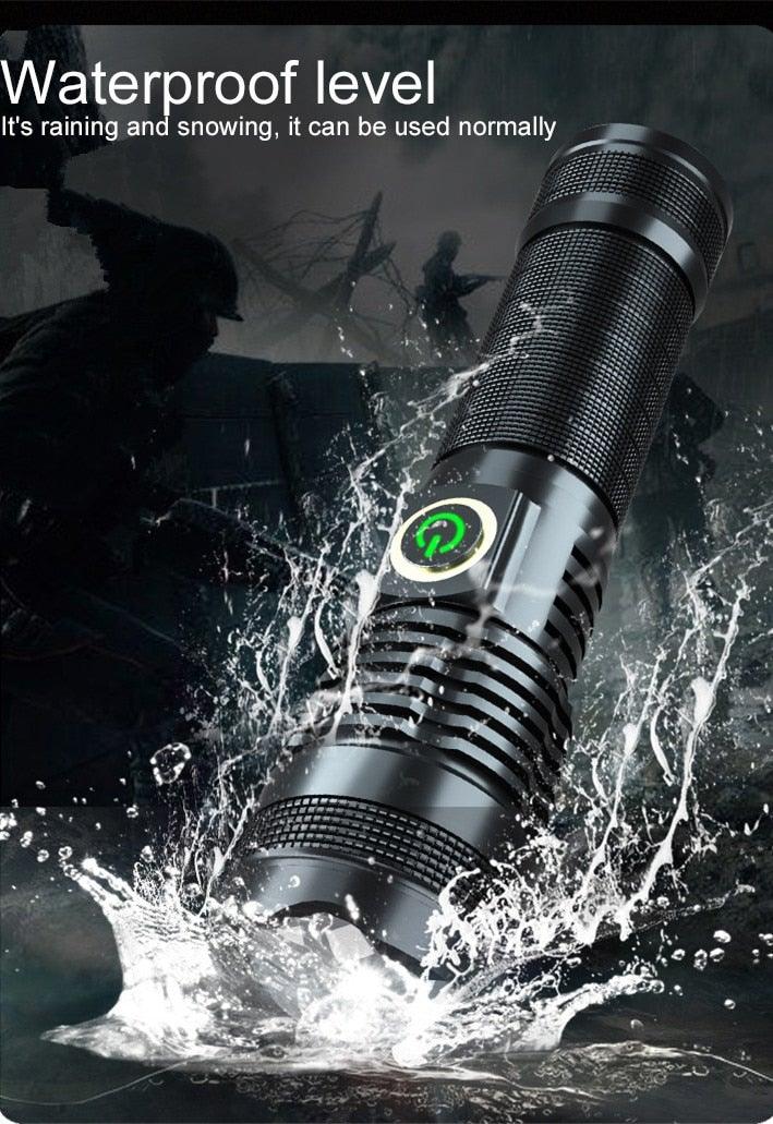 Adjustable Rechargeable  Waterproof LED Flashlights Rechargeable High Lumens Torchlight Zoomable Torch USB Charging Waterproof 5 Modes With Power Display For Camping Hiking Outdoor Emergency