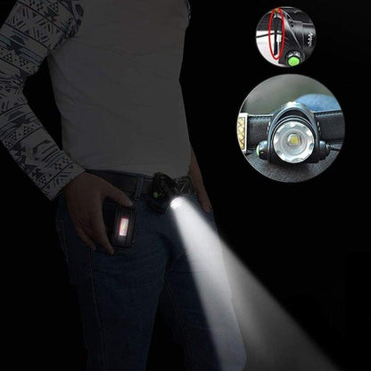 Adjustable USB Rechargeable IR Sensor Super Bright Headlight Battery For Long Working Time LED Headlamp Fishing  Waterproof Head Light Lamp Perfect For Running  Camping