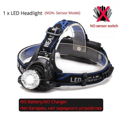 Adjustable USB Rechargeable IR Sensor Super Bright Headlight Battery For Long Working Time LED Headlamp Fishing  Waterproof Head Light Lamp Perfect For Running  Camping