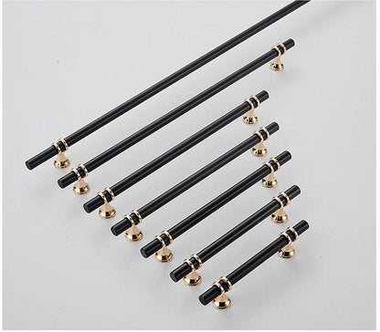 Aluminum Alloy Black Gold Door Handle Wardrobe Kitchen Cabinet Drawer Solid Handle Furniture Handle European Modern Hardware Modern Furniture Cupboard Door Drawer Handles