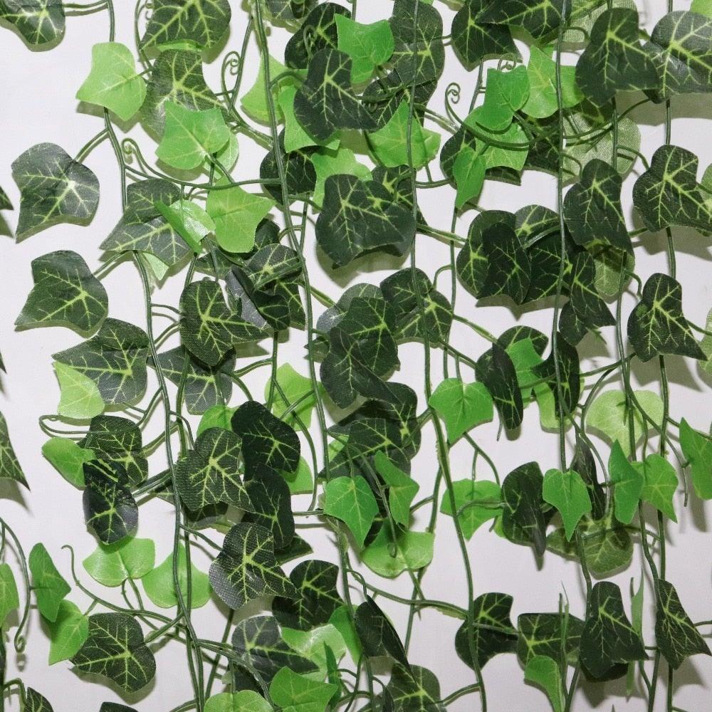 Artificial Ivy Leaf Garland Fake Leaves Hanging Vines  For Home Decor Creeper Green Ivy Artificial Ivy Garland Greenery Hanging Plant Vine for Wedding Wall Party Room Astethic Stuff Decor 100pcs Leaf 1 piece 2.4M