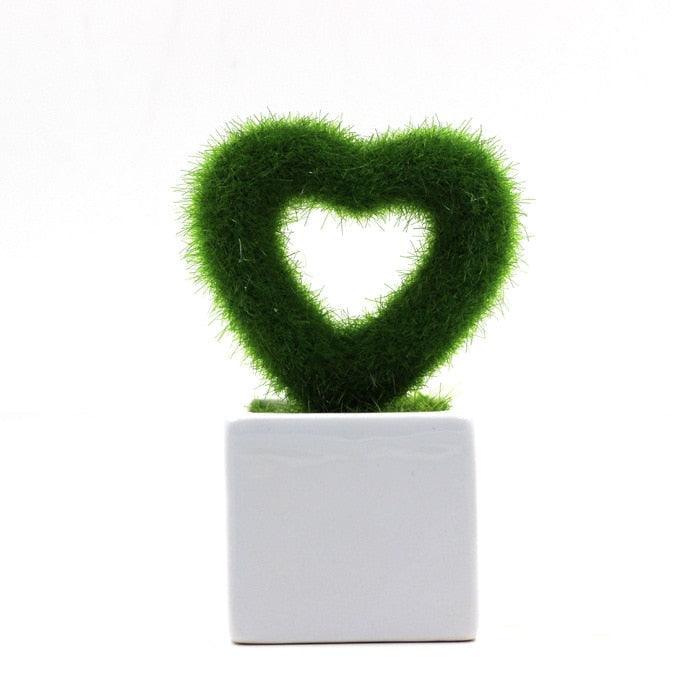 Artificial Lawn Simulation Grass Pile Simulation Flocking Love Star Bonsai Fake Flower Grass Ball For Home Decorations Ornaments Gifts