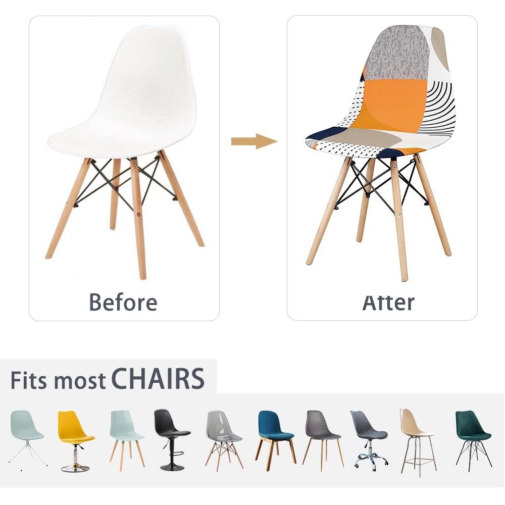 Avangarde Style  Printed Seat Cover For Shell Chair Armless Shell Chair Cover Banquet Home Slipcover Elastic Removable Stretch High Back For Sofa Armchairs