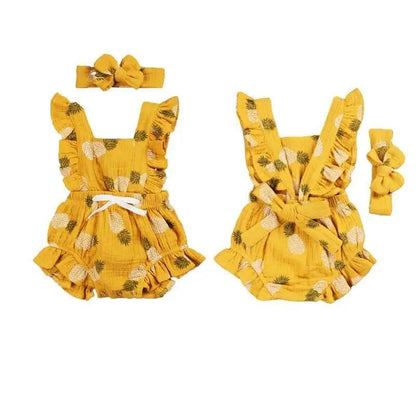 Baby Girl Ruffled Solid Color Sleeveless Backless Romper Jumpsuit Comfy Outfit Excellent Gift For Your Baby Girl