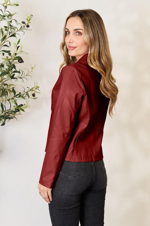 Women Classic Neck Zip-Up Jacket For Everyday Wear Elegant Girls Jacket