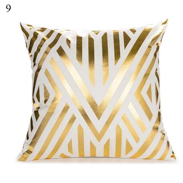 Beautiful Gold Print Pillow Cover Home Cotton Modern Decorative Pillowcase Gold Cushion Cases Decorative Cushions For Sofa Seat Covers Pillow Case