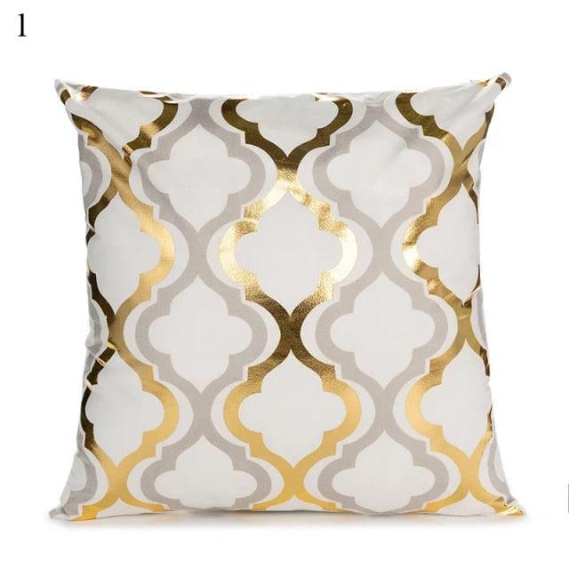 Beautiful Gold Print Pillow Cover Home Cotton Modern Decorative Pillowcase Gold Cushion Cases Decorative Cushions For Sofa Seat Covers Pillow Case
