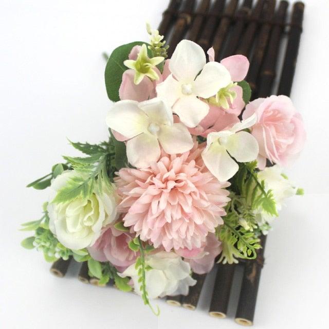 Beautiful Silk Hydrangeas Artificial Wedding Flowers For Bride Hand Silk Blooming Peony Fake Flowers Home Decoration