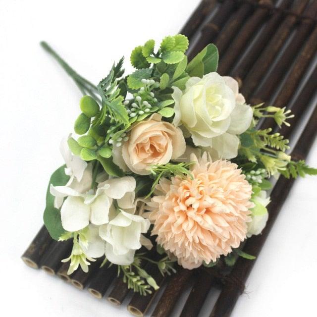 Beautiful Silk Hydrangeas Artificial Wedding Flowers For Bride Hand Silk Blooming Peony Fake Flowers Home Decoration