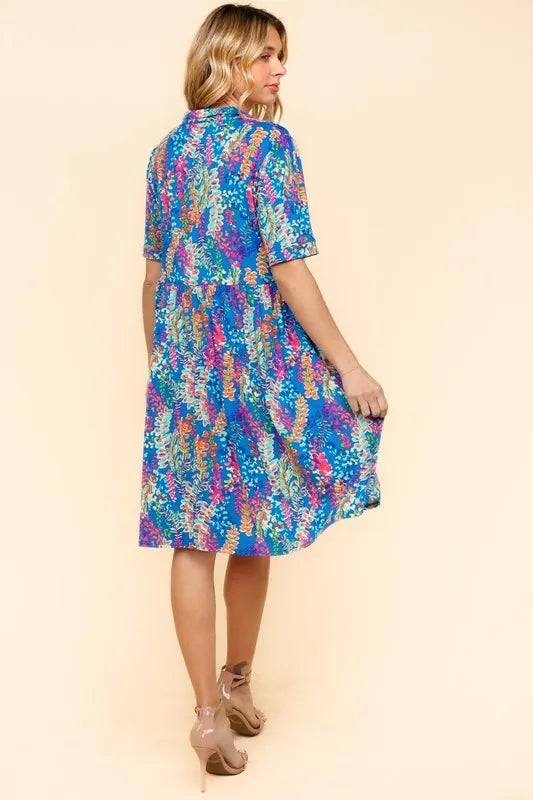 Johnny Collar Babydoll Dress with Side Pockets – Babydoll Dress, Johnny Collar Dress, Pocketed Dress, Button Down Dress, Relaxed Fit Dress