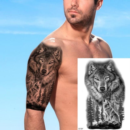 Big Black Tiger Tattoos Waterproof Leopard Tatoos Large Monster Body Arm Legs Tattoo Cool Tiger Face Temporary Tattoos For Women Men