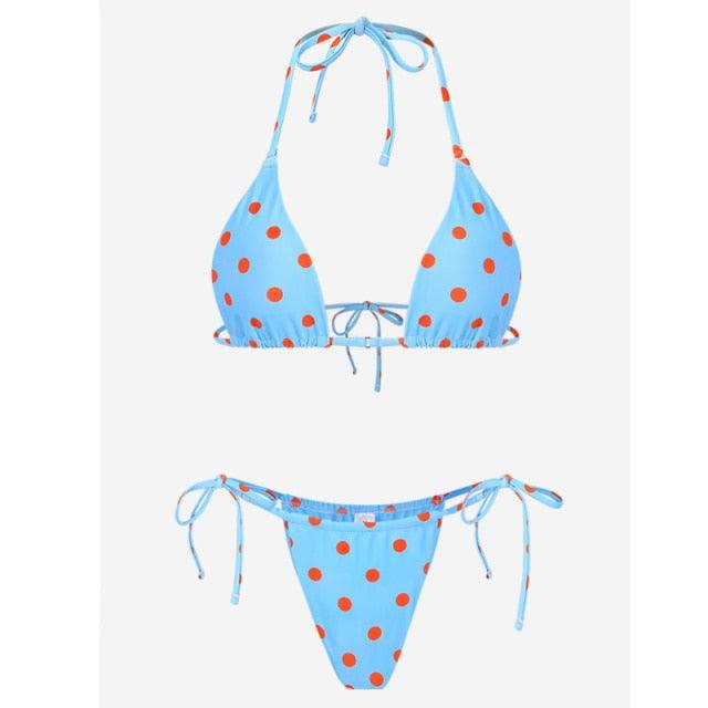 Bikini Swimsuit Solid Color Bikini Set  Swimwear Bathing Suit Women Bikinis String Beach Women Two Piece Bikini Swimsuit Bathing Suits Halter Triangle Tops String Bikini Sets