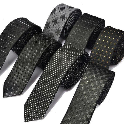 Black Business Dots Printed Polyester Men Necktie Slim Tie Formal Skinny Elegant Office Necktie For Men