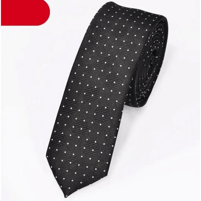 Black Business Dots Printed Polyester Men Necktie Slim Tie Formal Skinny Elegant Office Necktie For Men